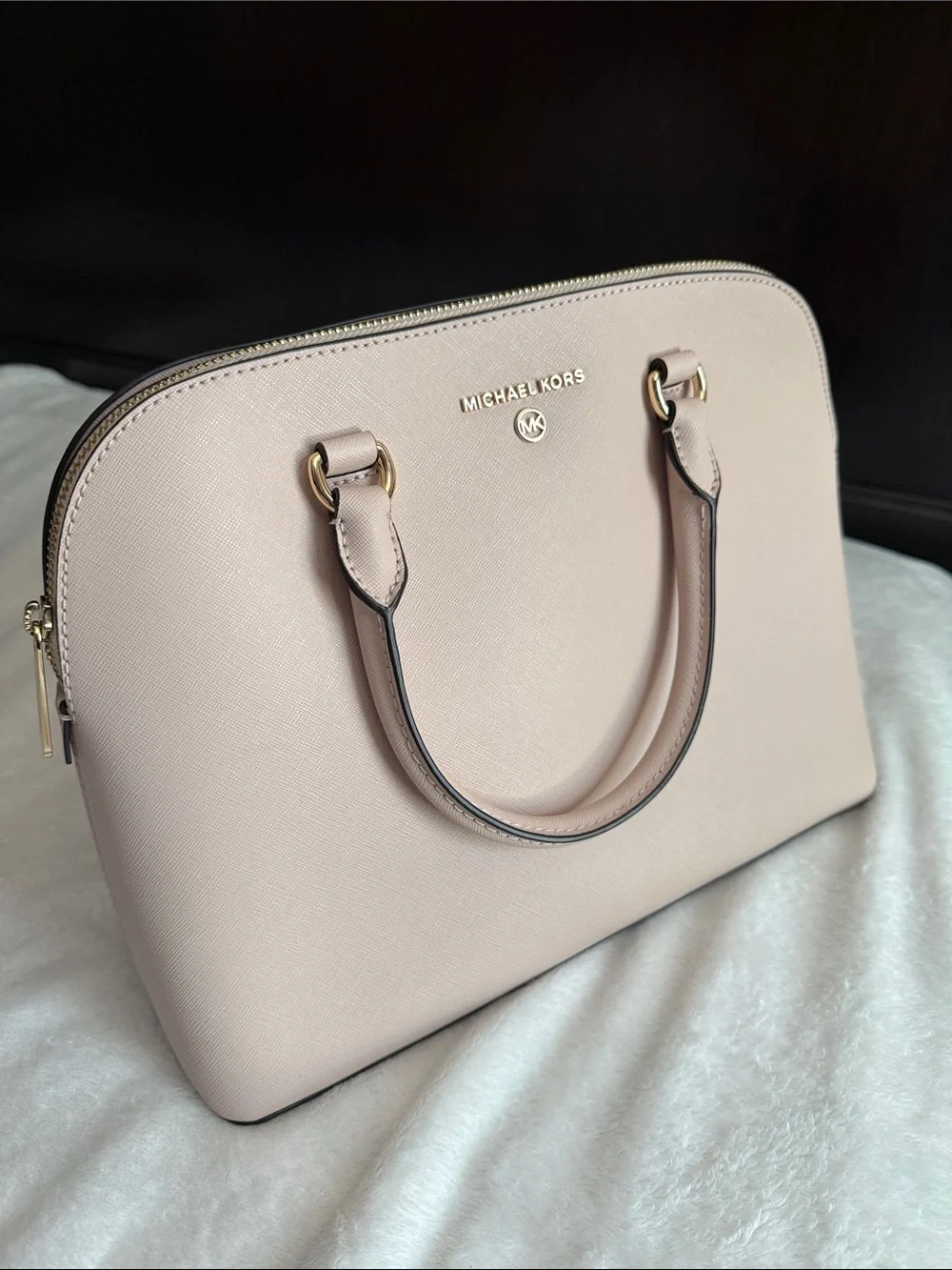 Michael Kors Pale Pink Dome Satchel with Gold Hardware